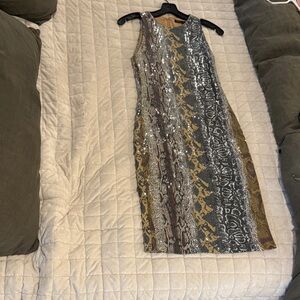 Marc Bouwer Black and Gold Sequin Dress